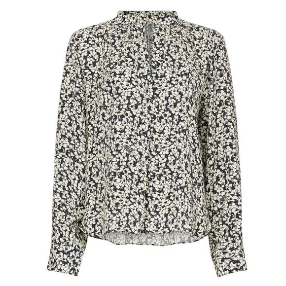 Zadig & Voltaire Black Floral Button Down Shirt MEDIUM Logo Banded Designer $258 - Picture 5 of 12